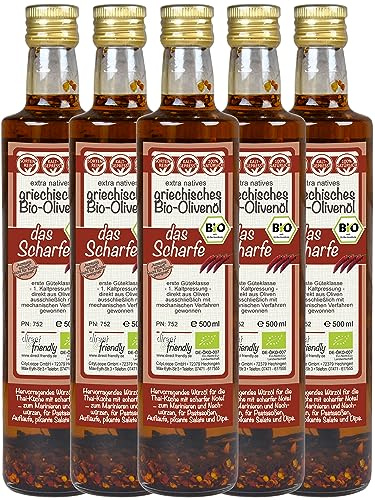 direct&friendly | extra natives Bio Olivenöl mit extra scharfer Bio Chili | 5 x 500ml