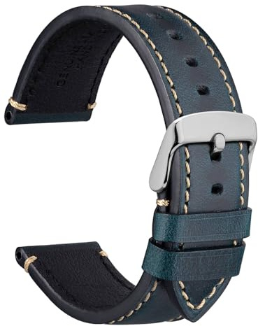 WOCCI Uhrenarmband für Business Uhren, Pull Up Leder, Edelstahl Schnalle, Bandbreite 18mm 20mm 22mm 24mm