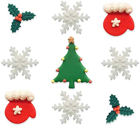 Anniversary House Merry Little Christmas Edible Cake Decorations Assortment, Handcrafted Cake Toppers, Edible Fondant Icing Sugar Cupcake Toppers, SFX294