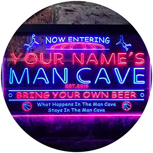 ADVPRO Personalized Your Name Est Year Theme Basketball Man Cave Sport Bar Dual Color LED Barlicht Neonlicht Lichtwerbung Neon Sign Blau & Rot 300 x 210mm st6s32-qc1-tm-br
