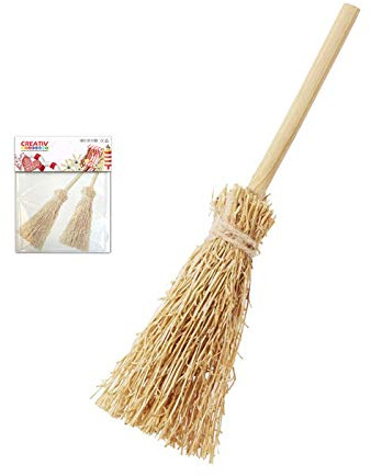 CREATIV DISCOUNT Miniatur Holzbesen, 7cm, Natur, 2 STK