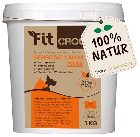 cdVet Fit-Crock Hundefutter trocken Sensitive Lamm Maxi 3 kg, getreidefrei