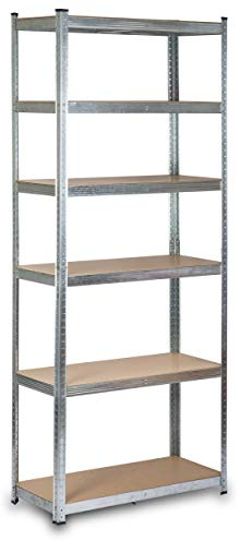 Humberg Regal Kellerregal Lagerregal Schwerlastregal mit Stahlgestell Metall Belastbar bis 900 kg 6 Ablagen 222 x 90 x 40 cm Silber