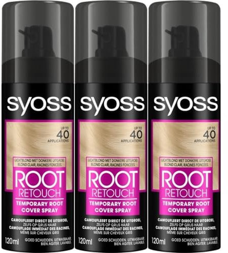 Syoss Wurzel-Retoucher Hellblond bis zu 25 Anwendungen pro Flasche, 3 x 120 ml
