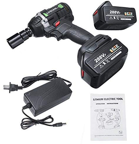 380N.m Avvitatore Percussione Elettrica a Batteria con 2 Batterie Ricaricabili Trapano a Percussione Senza Spazzole Luce a LED Presa da 1/2 Pollice Strumenti per Cacciaviti Elettrici