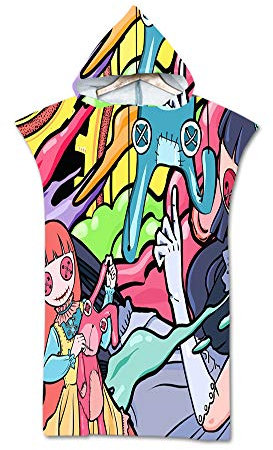 FANSU Strand Poncho mit Kapuze, Mikrofaser Strandtücher Badeponcho Bade Bademantel Schwimmen Surfing Sport Handtuch Badetuch Duschtücher Handtücher Für Damen Herren (75 * 110cm,Rosa Hase)