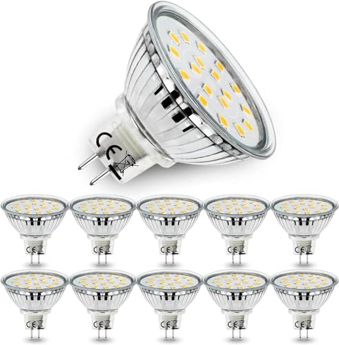 Allesgute 10er Set MR16 GU5.3 LED Lampen, 5W GU 5.3 LED Strahler Ersetzt für 45W Halogen Lampe, kaltweiss 6000K 450lm Birne Leuchtmittel AC/DC 12V Spot | Ersetzt für 45W Halogen Lampe, kaltweiss 6000K 450lm Birne Leuchtmittel AC/DC 12V Spot