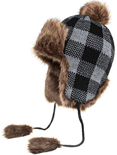 Yixda Damen Wintermütze Warme Hut Trappermütze Winddicht Fellmütze Fliegermütze (Grau)