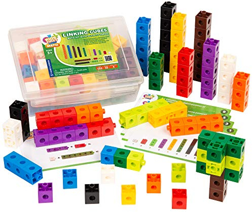 Kids First Math: 100 Linking Cubes Mathematics Kit w/Activity Cards | Develop Skills in Counting, Sorting, Sequencing, Graphing, Measuring | Visual Hands-on | at-Home | Classroom Learning Ages 3+