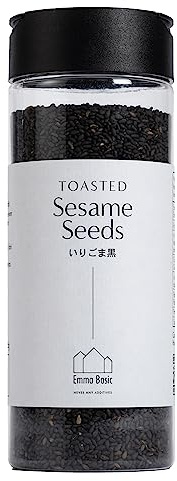 Emma Basic - Graines de sésame noires grillées 150g | Riche en fibres | source de protéines | Végétalien | Arôme riche | Antioxydants