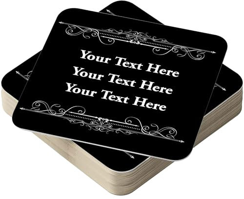 Personalised Beer Mats Pack of 24 - Multi Bulk Buy Absorbent Recyclable Cardboard Drink Mat Coasters 95mm x 95mm x 1mm Square - Accessories for Home Bars Pubs - CO-CARD-DI017-24 - ADD YOUR TEXT