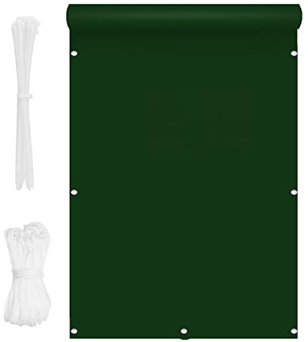 CHBIN Protección de Privacidad 1x5m Privacidad de Balcón Terraza Protección Opaco a Prueba de Viento a Prueba con Cuerdas y Ataduras ​de Cables para Jardín Pérgola Aire Libre, Verde Oscuro