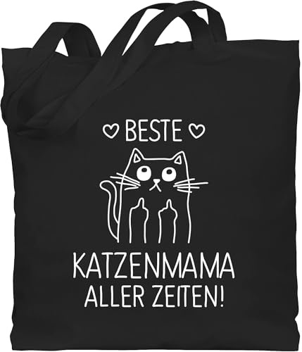 Shirtracer - Baumwolltasche - Katzenbesitzer Geschenk Katze - Beste Katzenmama aller Zeiten weiß