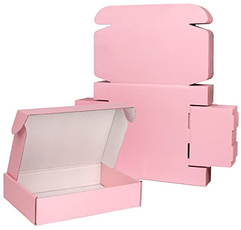 FORBFAN 30 Stück 22,9 x 15,2 x 5,1 cm rosa Versandkartons, rosa Boxen für die Verpackung von kleinen Unternehmensbedarf, Kartonverpackungen, recycelbare, gewellte Versandkartons, Geschenkboxen