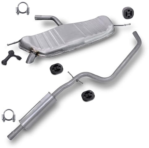 BESTPRICE ATP Auspuff Schalldämpfer Set 1x Mittelschalldämpfer, 1x