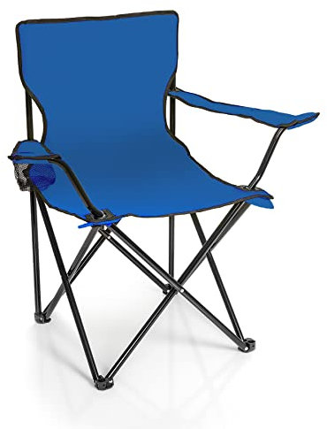 BigDean Faltstuhl BLAU Campingstuhl Anglerstuhl mit Getränkehalter & Tragetasche - Anglersessel klappbar - Klappstuhl Gartenstuhl Faltstuhl Relaxsessel Angelsessel faltbar