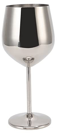 Weinkelch aus Metall, Weingläser mit Edelstahlstiel, Eleganter Weinkelch mit Hoher Härte, Fleischweinbecher für Party, Hochzeit, Bankett, Ideal für Rotwein, Weißwein und(Silberfarbe 500ml)