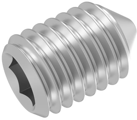 SECCARO Perni filettati con punta M4 x 6 mm, in acciaio inox V2A VA A2, DIN 914/ISO 4027, esagonali, 20 pezzi