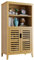HITNET Armario de Baño, Organizador de Almacenamiento Lateral Independiente con Puertas de Doble Persiana y Estantes Móviles, Armario de Cocina de Bambú, Natural