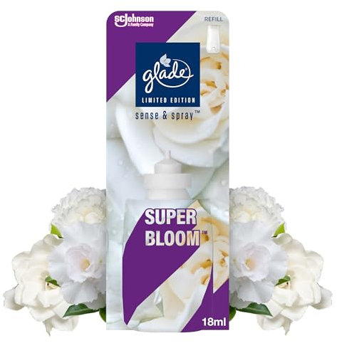 Glade Sense & Spray Air Freshener Refill, Motion Activated Automatic Room Spray and Odour Eliminator for Home, Super Bloom, 18ml