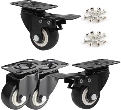 Möbelrollen,Lenkrollen Mit Bremse/Ohne Bremse,Transportrollen,Schwerlastrollen 40mm 50mm 60mm 75mm 100mm,Schwenkrollen Für Wagen,Rollen Für Möbel 4 Stück,Apparaterollen,2nobrakes+2brakes-125mm(4.92in)