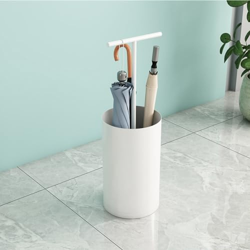Schirmständer Aus Metall Freistehend Mit Abnehmbarer Wasserschale Tragbarer Gehstockständer Runde Aufbewahrungsbox Moderner Schlichter Schirmständer (Color : White)