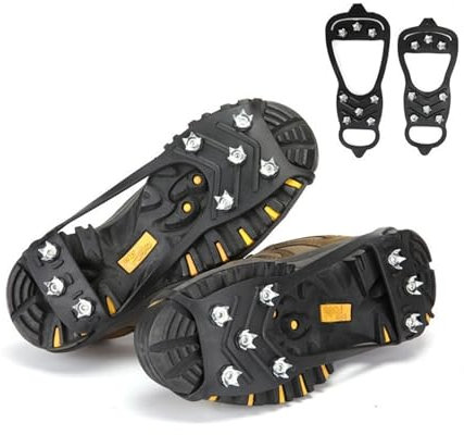 Ice Klampen Steigeisen Steigeisen mit 18 Zähnen for Outdoor-Winterspaziergänge, Eisfischen, Schneeschuhe, rutschfeste Schuhe, Überschuhe aus Manganstahl 243 (Color : L EU 41 to 45)