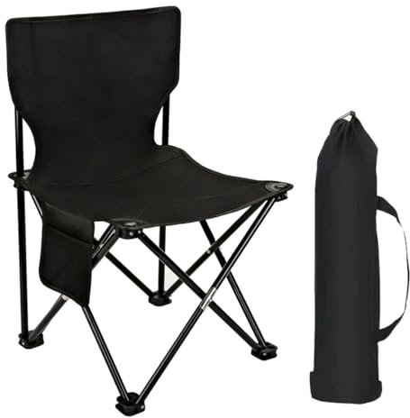 Ultralight Folding Camping Chair, Outdoor Backpacking Chair for Fishing, Hiking, Picnic, Camping, Travel, Beach, Fishing, Lawn, Concert, Foldable Camping Chair, 17.3''x12.2''x3.9'' (Black)