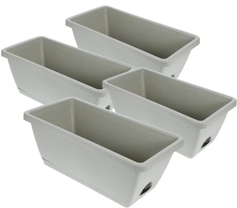 ORFOFE 4pièces Jardinières Rectangulaires Plastique De Pots De Fleurs avec Plateaux pour Fenêtres Balcons Et Intérieur pour Plantes Succulentes Et Bonsai
