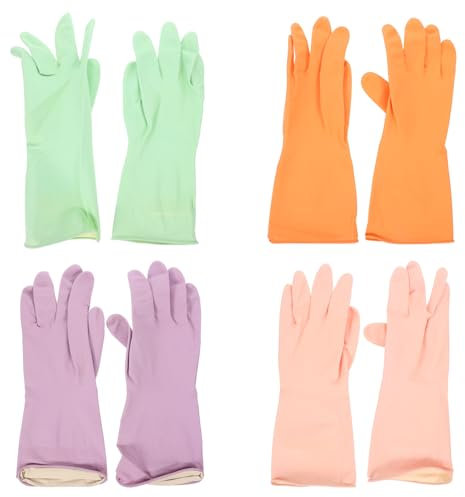 Luxshiny 4paare Wiederverwendbare Latex-handschuhe Für Küchenreinigung Langarm-design Für Geschirrspülen Und Haushaltspflege Für Erwachsene Langlebig Und Komfortabel
