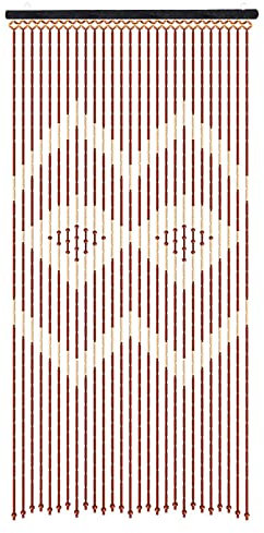 AUYART 27 Linien Bambusvorhang, Wellenmuster Türvorhang Perlenvorhang Fadenvorhang Fliegenvorhang Holz Anti-Moskito-Schirm Holzfarbe für Schlafzimmer Balkon Wohnzimmer 90x175cm (Doppelte Welle)