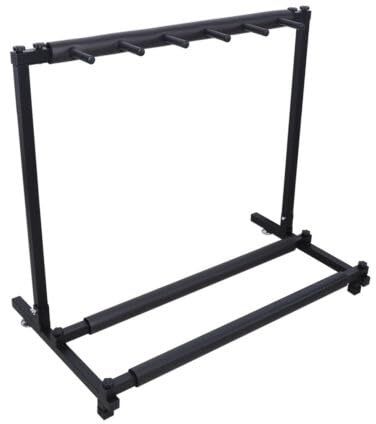 5-Fach Schwarz Gitarrenständer, Gitarrenhalter Gitarrenstaender Metallgitarren Display Stand Rack Organizer Gitarre Halterung mit Gummikontakte Rollen, für Klassik Gitarre Akustik Gitarre E-Gitarre 86