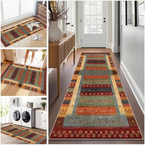 Teppich Läufer Lang, Rutschfester Küchenteppich 90 x 400 cm, Waschbar - Für Flur, Küche, Eingang, Wohnzimmer, Schlafzimmer