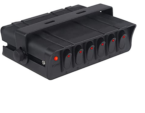 MUEOSI for Panneau d'interrupteur à Bascule de Voiture de Camion 12 V Marine avec Voyant Lumineux 4 6 Panneau d'interrupteur de Groupe boîte Bateau Yacht Tableau électrique(6 Gang)