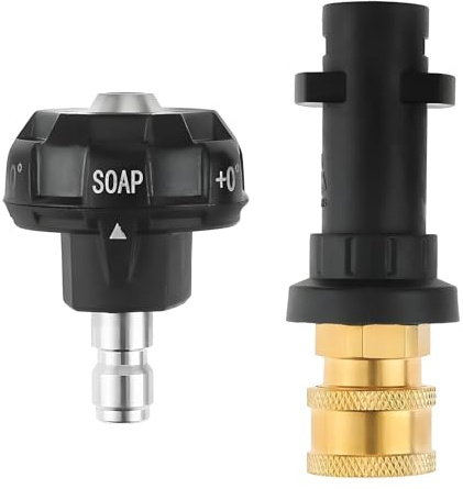 Oiieco 6-in-1 Pressure Washer Spray Nozzle with 1/4 Quick Connect, Compatible with Kärcher K2 K3 K4 K5 K6 K7, Power Washer Gun Adapter & Accessories (Brass + Plastic)