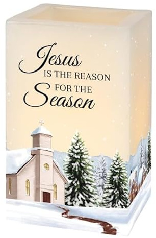 The Bridge Collection Jesus is The Reason Flameless Candle - Holiday Flameless Candle - Decorative Flameless Christmas Candle - Christmas Church Decor