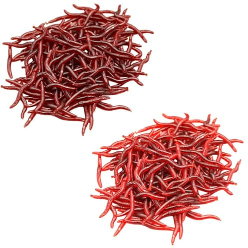 NJCXOLA 100 Pièces Ver Terre Artificiel, Biomimetic Soft Appât Pêche Leurre Simulation Souple Faux Wiggler Vivant Compostage Accessoire Attirail Mer Boîte Pêcheur Artificiel Eau Douce Odeur Poisson