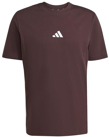 adidas Herren Essential Three Stripes Single Jersey Tee, Shadow Brown/Black, M