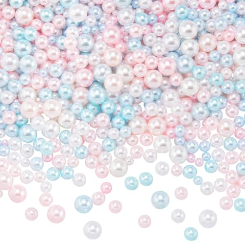 SUNNYCLUE 1 Box 1500 Stück Perlen Ohne Loch 3mm Blaue Blasenperlen Großpackung Rosa/Weiß Süße Große Kleine Runde Perlen Kunststoffperlen Für Schmuckherstellung Heimwerkerarbeiten Nagelkunst Vasenfüll