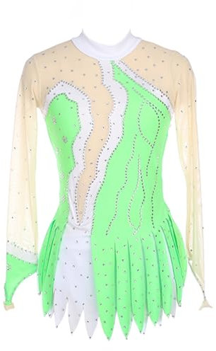 Zagitova Rhythmische Gymnastik-Trikot for Damen, atmungsaktiv, for Mädchen, Ballett-Tutu mit glänzenden Strasssteinen(XL)