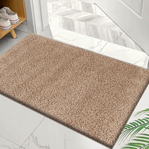 Cozy Haven Shaggy Collection Door Mat - Non-Slip Doormat, Suitable for Indoor/Outdoor Use, Heavy Duty Dirt Trapper and Water Absorbent – (Beige, 50x80 cm)