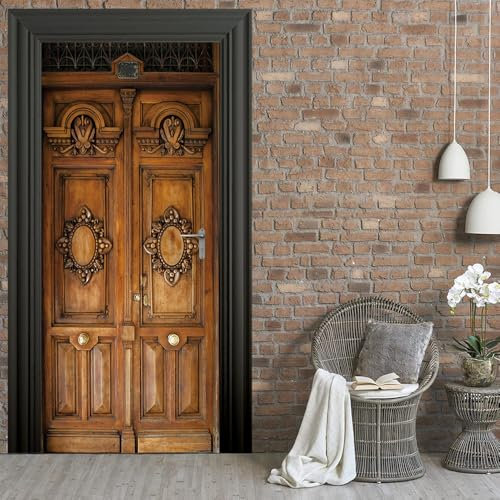 VIRANDA Selbstklebende Türtapete 3D Vinyl Türaufkleber Wasserdichte Türbilder Abnehmbare Türposter Holztüren Türklebefolie für Zuhause Decoration Design 100x200cm