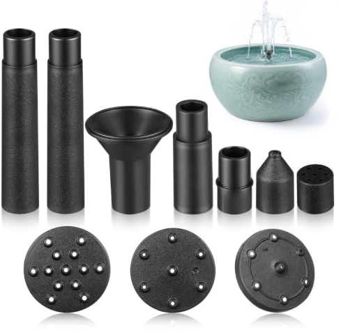 VINTORKY Solar Fountain Nozzle Kit 10-Pack Pond Fountain Heads for Bird Bath Solar Water Pump Parts Replacement Nozzles for Garden Waterfall Pool and Outdoor Water Features