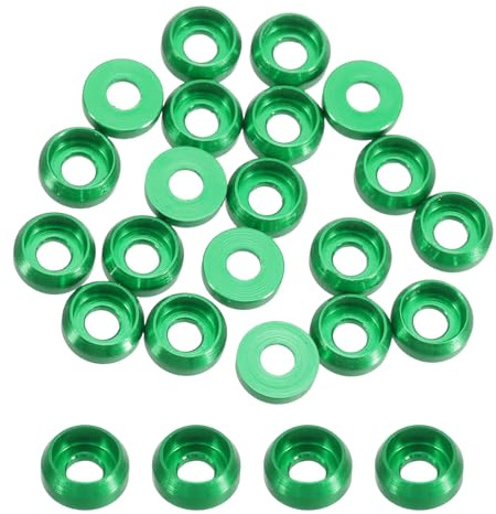 QUARKZMAN Arandelas Cónicas M2 De Cabeza Avellanada, Diámetro Del Agujero 2mm/0.08 Juntas De Aluminio Arandela De Cabeza Cónica Para Tornillos RC/FPV/PC Mecánicos Pcs, 20 Pcs(Verde)