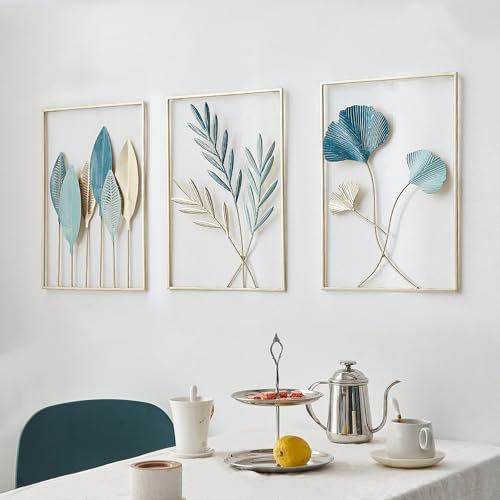 Generisch Gold Wanddeko Metall Moderne Wandornament Heimdekoration, 3er Set Metall Wandskulptur, Metallbilder Wanddeko als perfekte Deko Wohnzimmer Schlafzimmer Küche