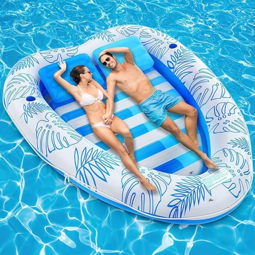 Blissbuilt Inflatable Pool Love Heart Lounger Double,Sunbath Air Bed For Beach,Rich Colors Beach Float,Party Summer Toys,Outdoor Ocean Lake Adults Kids 195 * 145cm