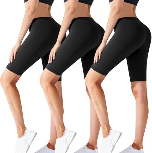 Geyuwoz Cykelshorts för kvinnor, hög midja, sportshorts, sommar, anti-reflex, sportshorts, ventilerande, gymnastikshorts, yogabyxor, anti-friktion, cykelbyxor, 1/3-pack