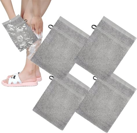 Gants De Bain De Douche | Exfoliant Pour Le Corps | Lingette De Bain Absorbante En Coton 4 Pièces Pour Hygiène Personnelle Enfant