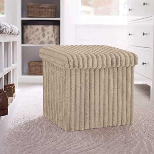 Artistic Fashionista Limited Ottomane, Aufbewahrungsbox, Cord, zusammenklappbar, Fußhocker, Sitz, Aufbewahrung, Hocker, Spielzeug, Truhe, Bank, Decke, Leinen, Wäschebox (Minzgrün, klein – 38 x 38 cm)