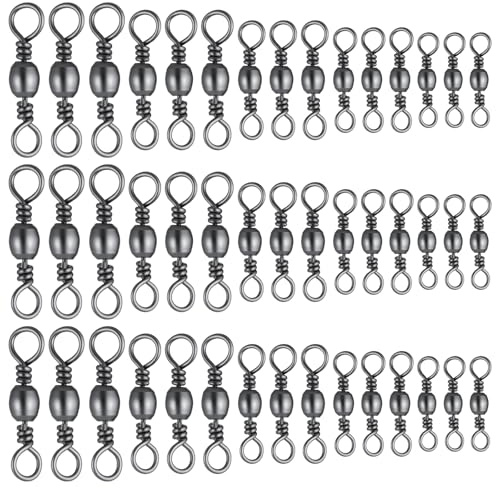 100 Stück Angelwirbel, Wirbel Angeln, Wirbel aus hochfester Legierung, Angelgerät, Rollwirbel, massiver Ring, Kugellagerverbinder für Salzwasser und Süßwasserfischgeräte (5 Größe: 2# 4# 6# 8# 10#)